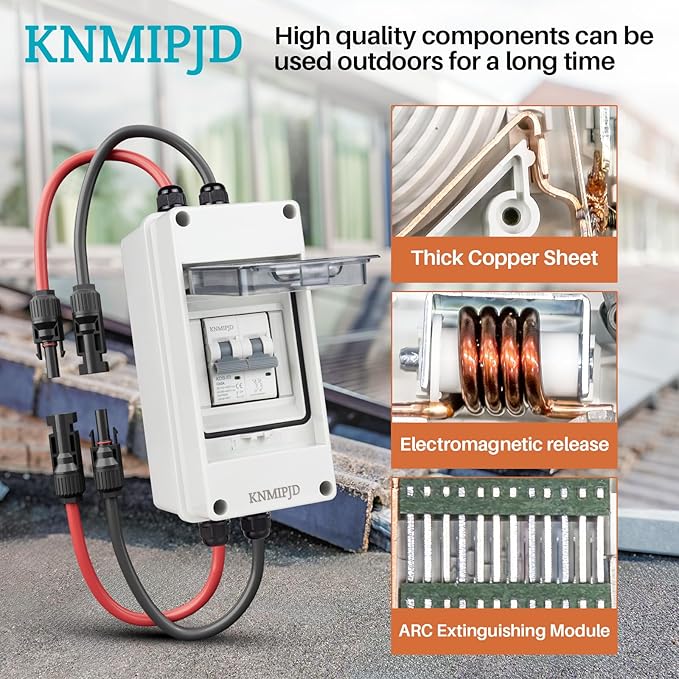 Solar Panel Disconnect Switch 10A 2P 400V DC/AC Breaker Disconnect Box Outdoor Breaker Box Suitable for photovoltaic and Wind Energy Home Battery Systems (16 Amps)