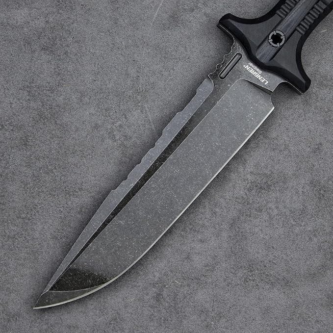 Dragon 12.8 Inch Sleipner Steel Full Tang Fixed BladeOutdoor Camping Tactics Hunting KnifeG10 Handle with leggings Kydex Sheath (Black handle black blade)