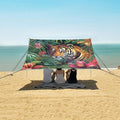 ALAZA Tropical Flowers and Tigers Beach Tent Sun Shelter Portable Canopy Sunshade for Outdoor Camping Picnics Backyard Fun 10x9 ft