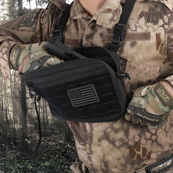 WYNEX Tactical Chest Rig Bag of Laser Cut Design with Tactical Dump Pouch Molle Chest Pouch Utility Recon Kit Bag Tactical Chest Pack Bag Tactical Mag Recovery Dump Pouch with Cord-Adjustable Collar