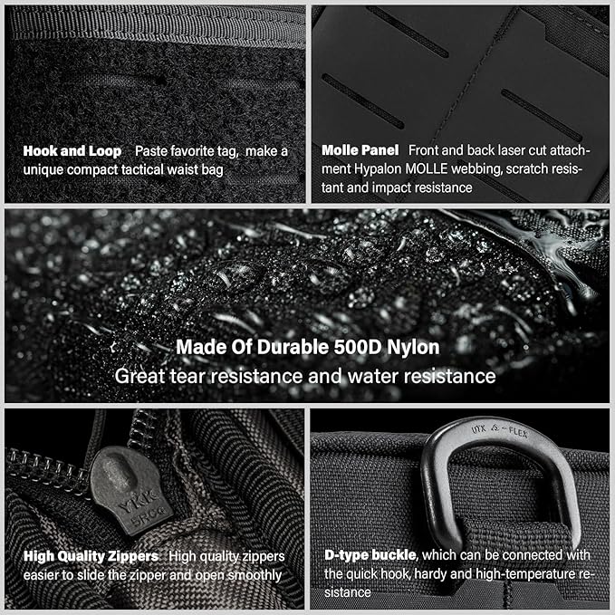 TACTICAL GEEK EDC Compact Waist Pocket Pouch Men EDC Pouch Organizer Multi-Purpose Molle Tool Pouch for Multitools Utility Tool Organizer Bag for Daily Essentials Carry (Block E3.0-BK)