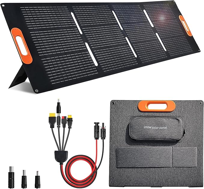 200 Watt Solar Panel200W Solar Panelfor Power Station GeneratorCharger with MC4 Output3-in-1 DC Connector23.5% High Efficiency for Outdoor Camping RV Travel(200W)