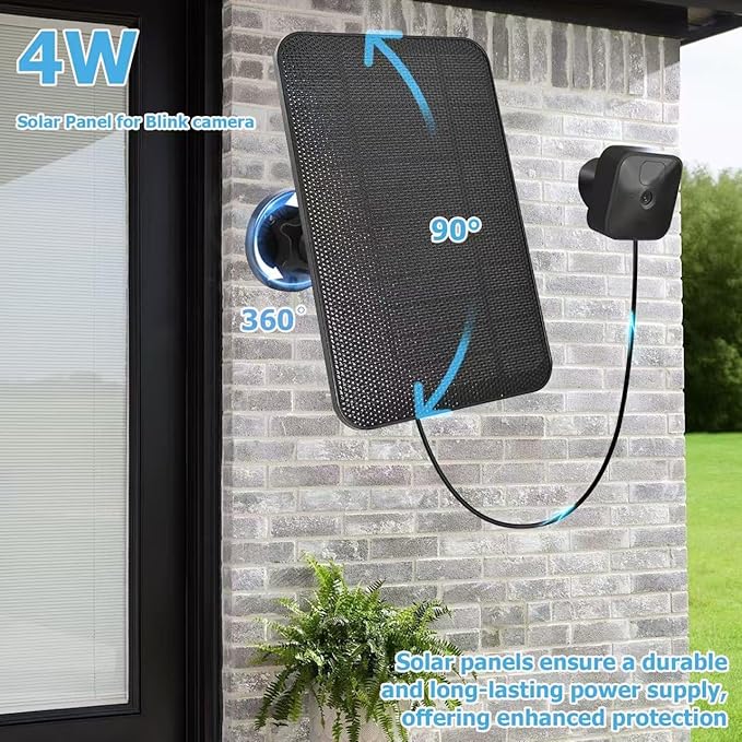 4W Solar Panel for Blink Camera Solar Panel Compatible with Blink Outdoor 4 (4th Gen) Camera Waterproof Solar Charger for Camera Outdoor (3rd Gen)/XT3XT2/XT(Not Included) with 10Ft Cable 2 Pack