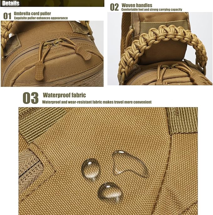 Shoulder Sling Bag Chest Pack Camping Waterproof Sports MOLLE System Sling Bags for Hiking Climbing Cycling Fishing(Black)