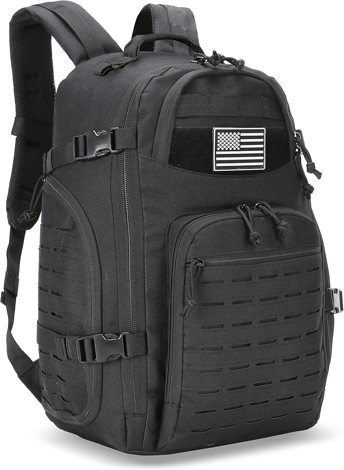 35L Tactical Backpack for Men Heavy Duty Military Backpack 3 Day Assault Pack Molle Backpack Hiking Rucksack (Black1)