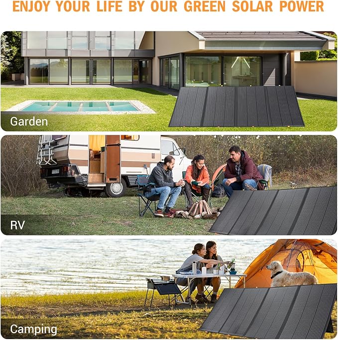 400W Portable Solar PanelFoldable Solar Panel Power Backup36V Output Solar Charger for Power Station Off Grid Outdoor Activities RV MarineCamping Solar Generator IP67 Waterproof