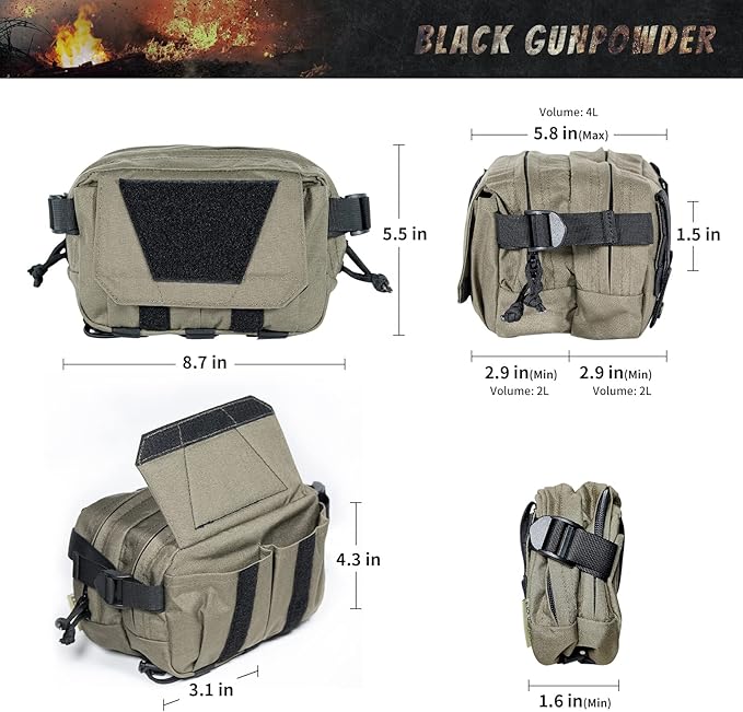 Tactical Molle Pouch Belt Hanging Waist Bag Tactical EDC Utility Gadget Gear Pouch 4L
