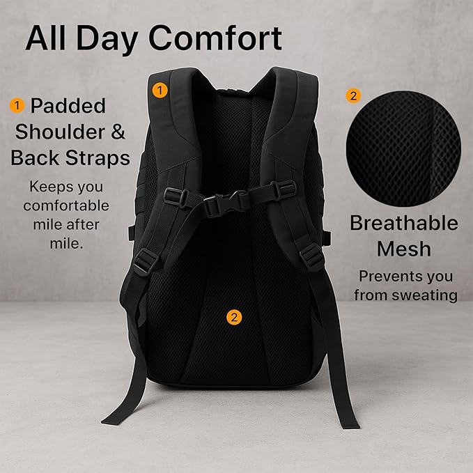 WESTEND 29L Tactical Backpack for Men – Military Assault Pack with MOLLE System Heavy Duty Bug Out Bag for Outdoor Activity