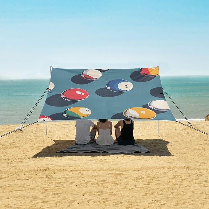 ALAZA Colorful Billiard Beach Tent Sun Shelter Portable Canopy Sunshade for Outdoor Camping Picnics Backyard Fun 10x9 ft