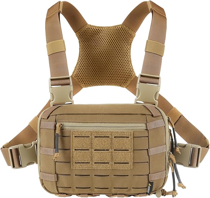Tactical Chest Pack EDC Chest Bag 2L Utility Molle Chest Rig Pouch with CCW Compartment Adjustable Strap Outdoor