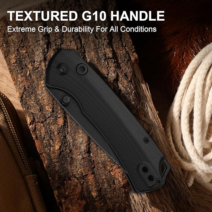 Kizer T1 BD EDC Pocket Knife 3.2 D2 Steel Drop Point Folding Knives with Black G10 Handle Thumb Stud Opener Button Liner Lock for Camping Hiking Fishing V3490.2BM1