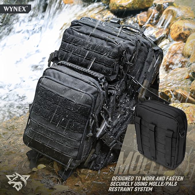 WYNEX Tactical Molle Admin Pouch with Folding Admin Pouch Utility EDC Pouch Organizer Modular Tool Pouch of Double Layer with Molle Tool Bag of Laser-Cut Design Utility Organizer EDC Medical Bag
