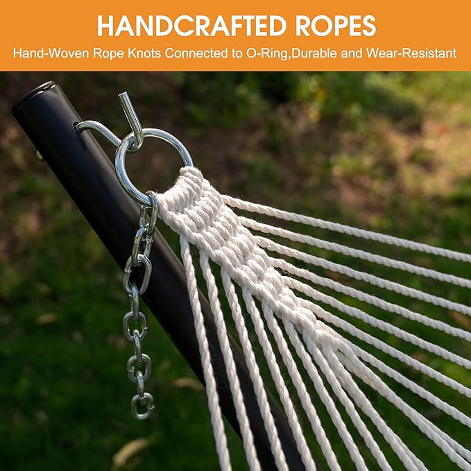 Lazy Daze Hammocks 11 FT Double Outside Hammock Quick Dry Olefin Fabric Hammock with Spreader Bar &amp Side Pocket for Outdoor Poolside Backyard 450 lbs Capacity Grey