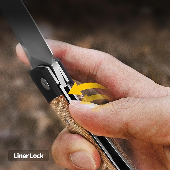 Kizer Momo Pocket Folding Knife 4.11” Nitro V Blade EDC Pocket Knife with G10+Micarta Handle Front Flipper Camping Folding knife for Men Women Sharp Hunting Survival Hiking Knives V4663A2