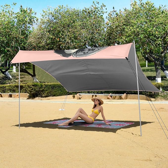 ALAZA Skull Pirates with Rose Beach Tent Sun Shelter Portable Canopy Sunshade for Outdoor Camping Picnics Backyard Fun 10x9 ft