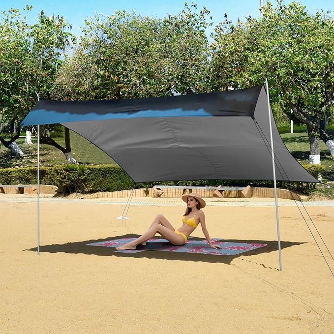 ALAZA Octopus Totem Tatto Beach Tent Sun Shelter UPF50+ Protection Beach Shade Canopy w/ 4 Sandbags for Outdoor Camping Fishing Backyard Fun Picnic 10x9 ft