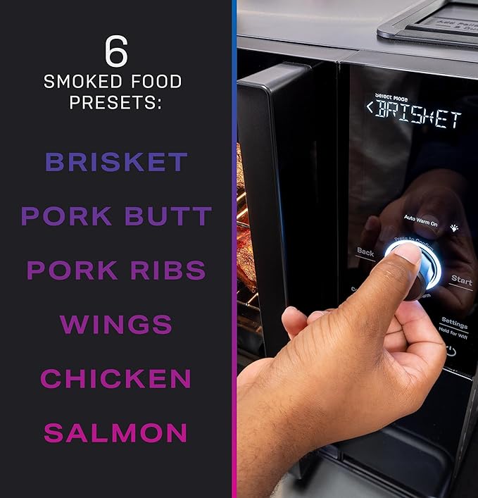 GE Profile™ Smart Indoor Pellet Smoker with Active Smoke Filtration 5 Smoke Control Settings WiFi Connected Electric Countertop BBQ Appliance Black