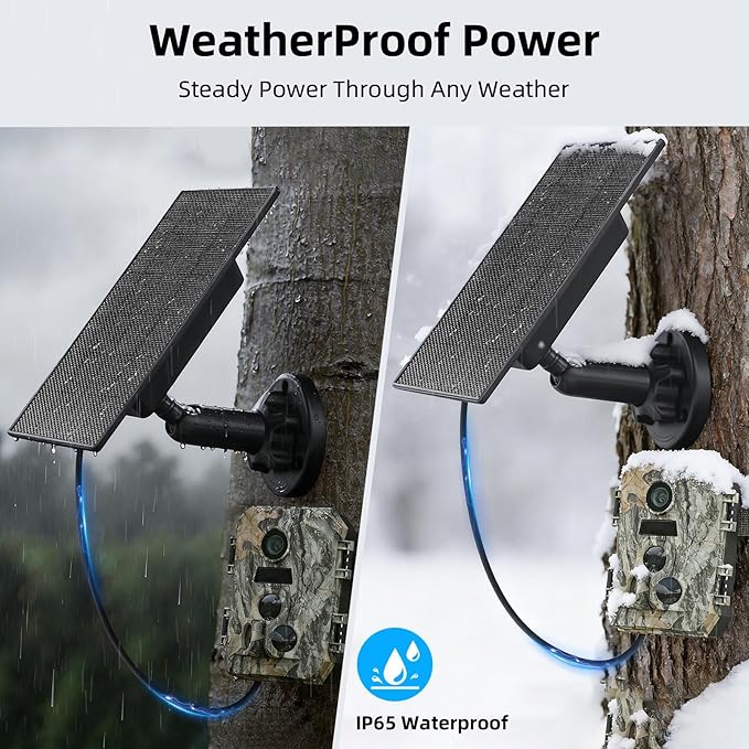LIYVZ 3W Trail Camera Solar Panel 5V/6V 4000mAh Solar Charger for Trail Camera Game Camera Trail Cam Solar Universal Hunting Camera Solar Panel 2-Pack