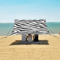 ALAZA White Black Tiger Prints Beach Tent Sun Shelter UPF50+ Protection Beach Shade Canopy w/ 4 Sandbags for Outdoor Camping Fishing Backyard Fun Picnic 10x9 ft