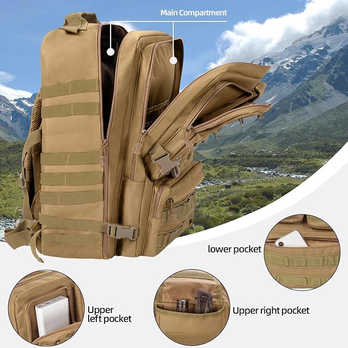 ANILD Tactical Backpack Army 3 Days Assault Pack Bag Military Molle Backpack Heavy Duty Rucksack Water Resistant