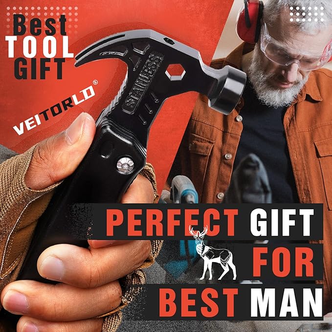 VEITORLD Gifts for Men Dad Him Fathers Day Unique Anniversary Birthday Gifts Idea for Men Him Husband Boyfriend All in One Tools Hammer Multitool Camping Hunting Hiking Presents Cool Gadgets