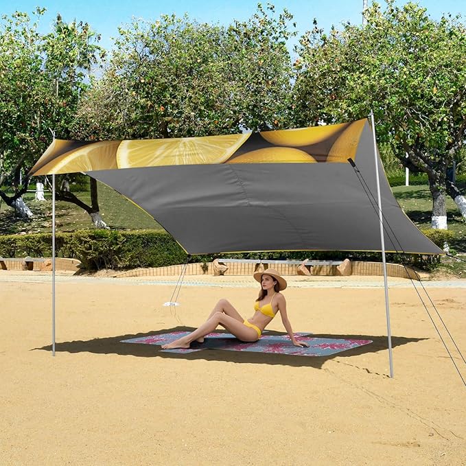 ALAZA Number Billiard Ball Lemon Seamless Beach Tent Sun Shelter Portable Canopy Sunshade for Outdoor Camping Picnics Backyard Fun 10x9 ft