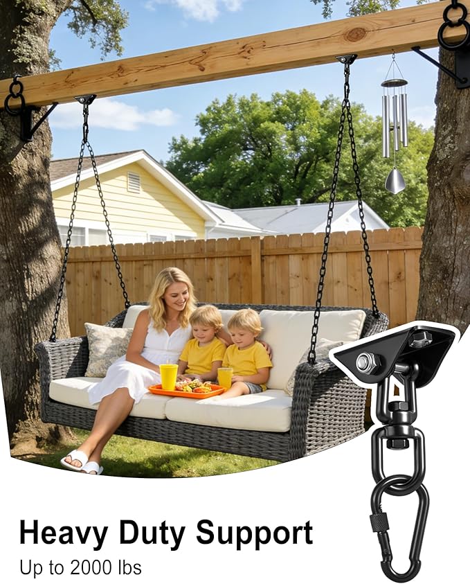 YOSE Porch Swing Hanging Kit Heavy Duty 2000lbs Stainless Steel Easy to Install Swing Hardware with Ceiling Hooks and Hammock Hooks Complete Swing Set Accessories for Indoor Outdoor Patio Garage