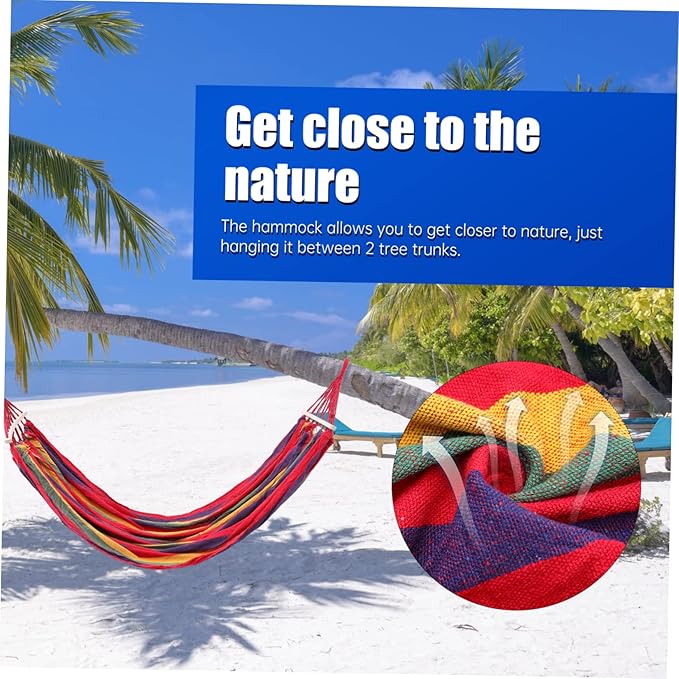 Camping Hammock Stand Tent Portable Outdoor Lounger for Garden Striped Canvas Swing Bed for Adults Boys and Girls