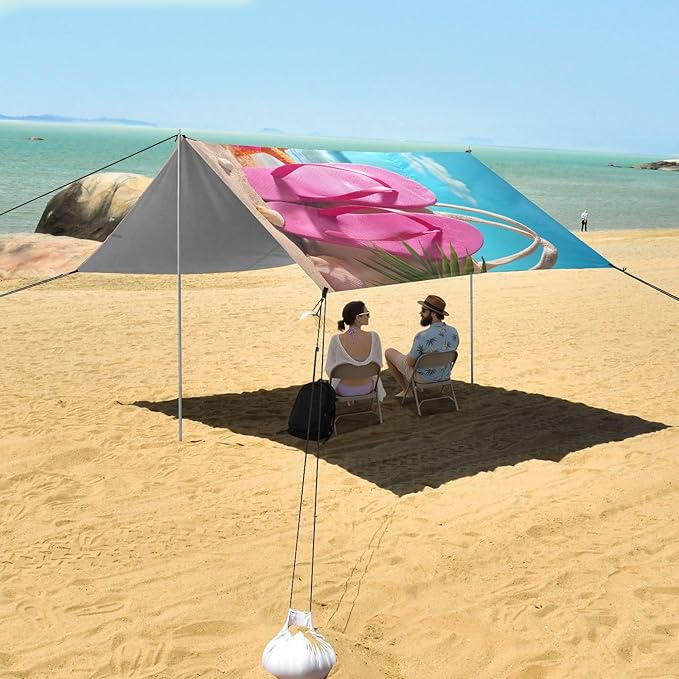 ALAZA Summer Beach Beach Tent Sun Shelter UPF50+ Protection Beach Shade Canopy w/ 4 Sandbags for Outdoor Camping Fishing Backyard Fun Picnic 10x9 ft