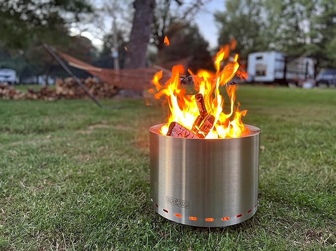 Torch &amp Porch 19.5 Inch Smokeless Stainless Steel Fire Pit with Weather Resistant Carry Bag