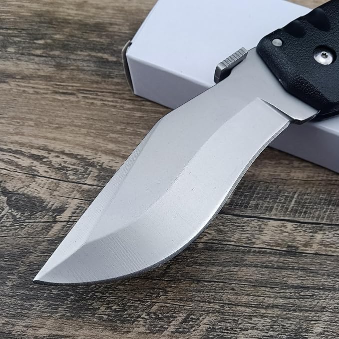 10.4in Unisex Adult Lockback Folding Knife - Tri-Ad Lock Pocket Knife with AUS8 Steel blade and Nylon Glass Fiber HandleThumb Plate and Belt Clip for EDC Camping Hunting Survival