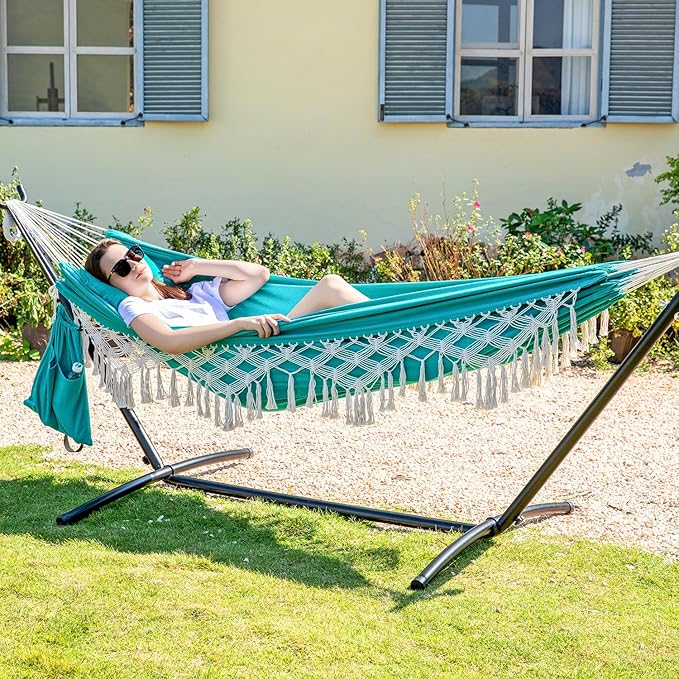PNAEUT Tassel Hammock with Stand (Aqua) A01YSB01T