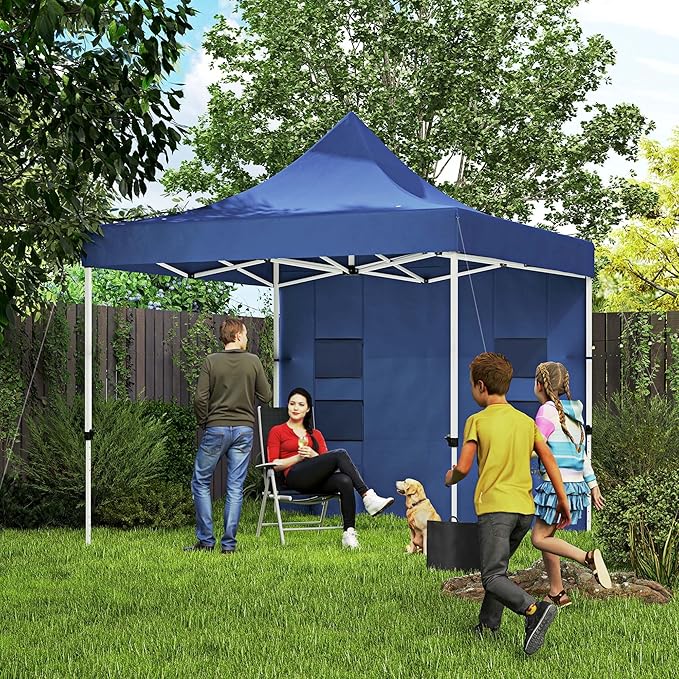 10x10ft UV-Blocking Pop-Up Tent with Reinforced FFor rame Adjustable Height (133.1in Max) Sidewall Drainage System Dark Blue