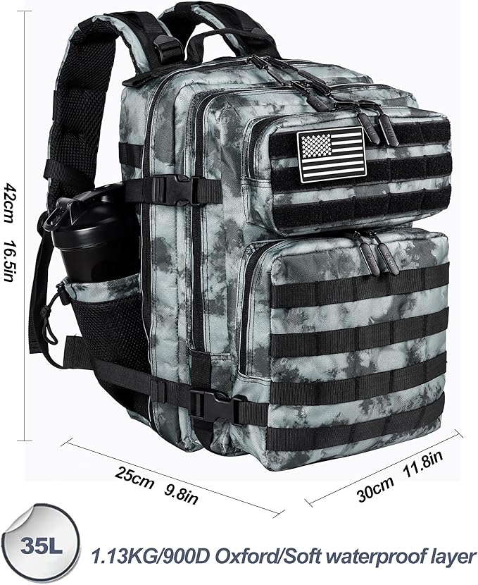 LHI Tactical Military Backpack for Men and Women 25L/35L Army Assault Pack Bag Small Rucksack with Bottle Holder