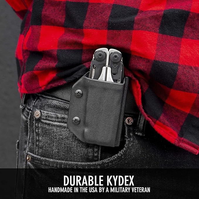 Clip &amp Carry Kydex Multitool Sheath for The Leatherman Surge - Made in USA - EDC Multi Tool Sheath Holder Holster Cover - Black
