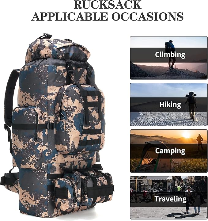 100L Camping Hiking BackpackMolle military Tactical rucksack backpackWaterproof Lightweight Hiking Backpack