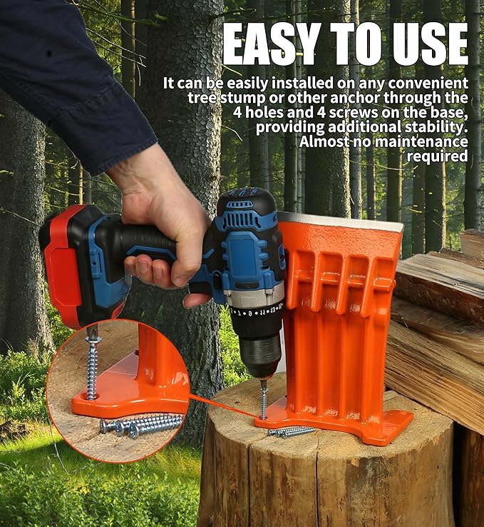 SPEED FORCE Firewood Kindling Log Wood Splitter – No Axe! Wedge Point Splits Firewood 6 Inch Orange with Safety Cover