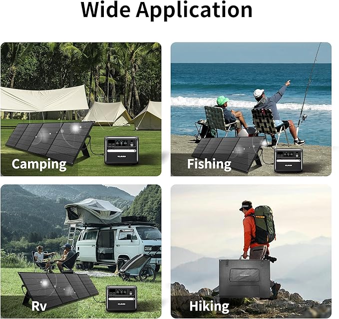 400W Portable Solar Panel for Power Station Generator400 Watt Foldable Solar Panel Charger with MC4 Output3-in-1 DC Connector23.5% High Efficiency for Outdoor Camping RV Travel (400W)