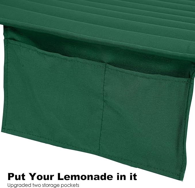 GAFETE Hammock 2 Person Quilted Fabric Hammocks for Outside Double 12ft Hammocks with Spreader Bar Large Removable Pillow Storage Bag Carabiners Max 475 lbs Capacity (Night Green)