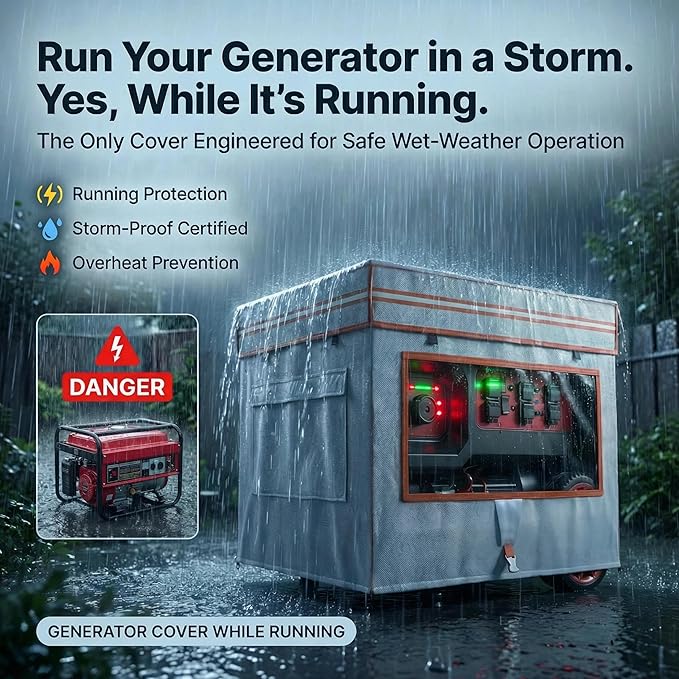 Generator Cover While Running - Heavy Duty Waterproof Generator Enclosure for Most 5000-10000 Watt Outdoor Portable Generators Compatible with Predator Westinghouse Champion32X24X24In. Beige
