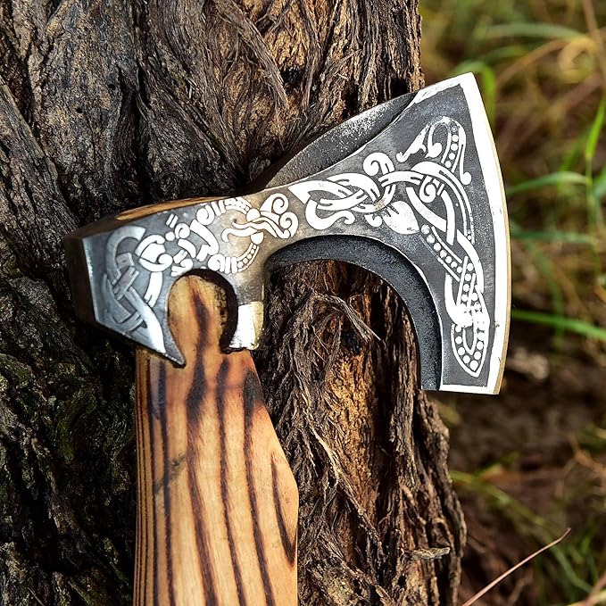 SS SMART &amp SHARP SPORTS INC Custom Handmade High Carbon Steel Viking Axe Real HatchetGift for hIm17.5 inches SS-17603 (Medieval Axe)