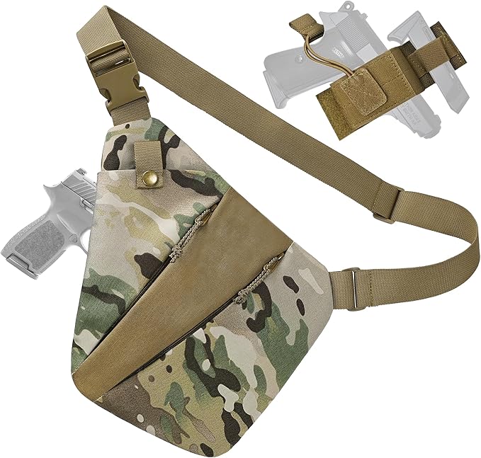 CCW Sling Bag for Concealed Carry Tactical Crossbody Sling Bag with Quick Access Compartment Low Profile Shoulder Chest Bag for Men &amp Women