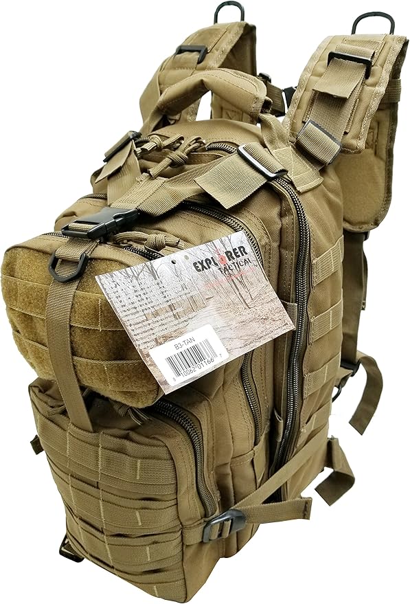 Explorer Tactical 72 Hours Combat Rucksack 17 Inch Backpack-Brown