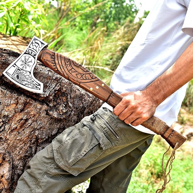 Damascus Camping Hatchet Axe - Your Reliable Companion for Outdoor Adventures and Survival Situations-Outdoor Survival Axe
