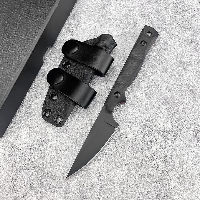 HUAAO EDC Fixed Blade Knife 8Cr13Mov Steel Blade G10 Handle Full Tang Tool Knife for Outdoor Working Camping Hiking