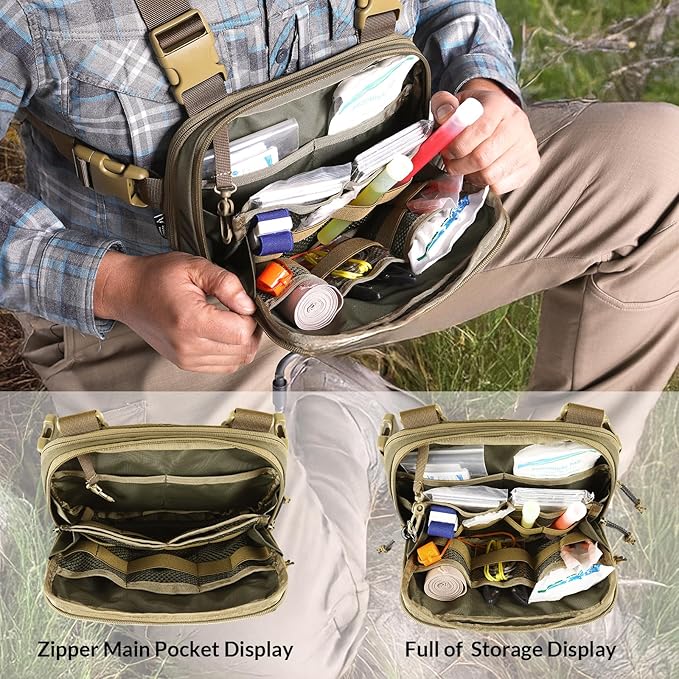 Tactical Chest Pack EDC Chest Bag 2L Utility Molle Chest Rig Pouch with CCW Compartment Adjustable Strap Outdoor