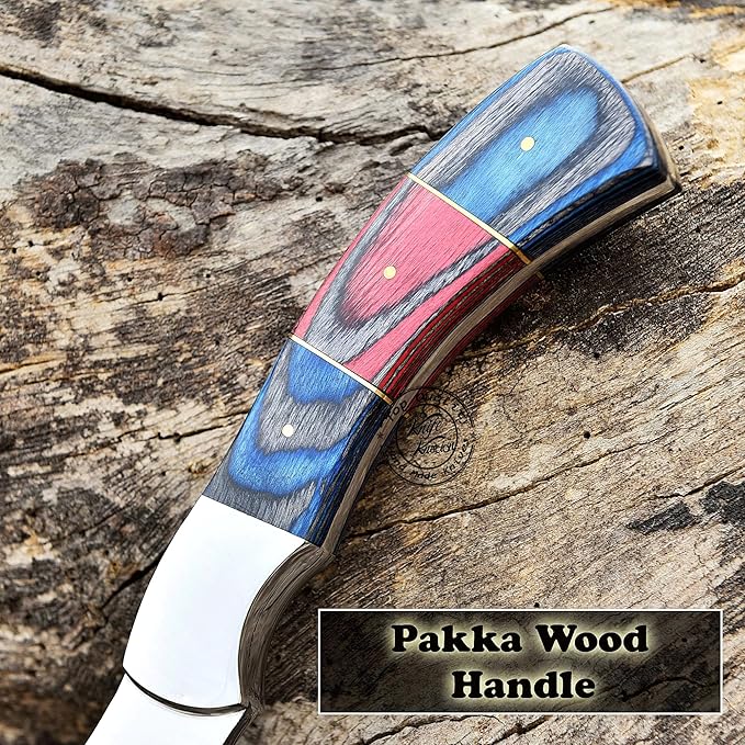 Handmade Stainless Steel Camping Hatchet Axe Hunting Knife 10.50 Full Tang Small Axe Camp Hatchet with Leather Sheath Survival Hatchet Tomahawk Axe for Outdoor Bushcraft Hiking KKH-44