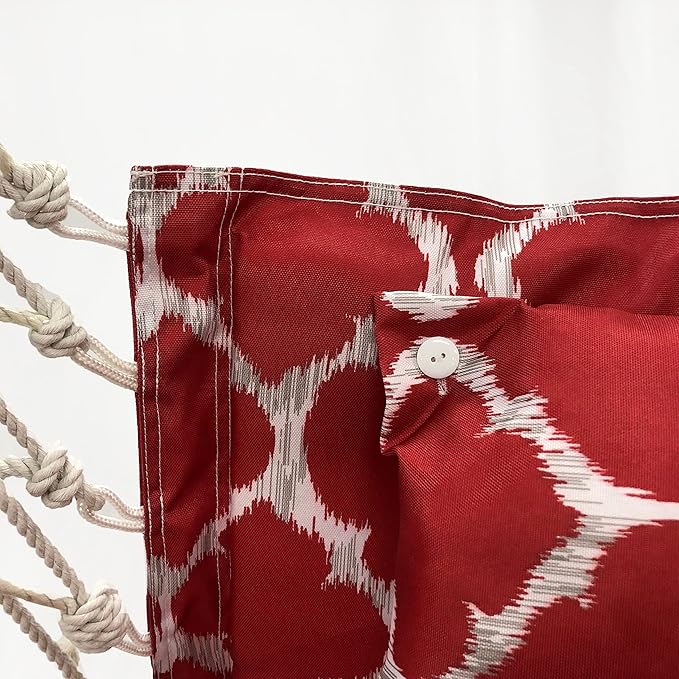 Hammock Chair Hanging Rope Swing *12 Patterns Quality Comfortable and Breathable Fabric - Indoor/Outdoor - Red Geometric Pattern