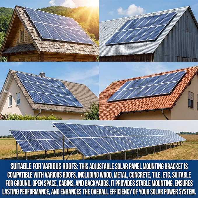 Solar Panel Mounting Rail Kit for 7 x 320W Panels Includes 12 x 47.2 Aluminum Rails Adjustable Clamps L-Brackets &amp Wire Clips Heavy Duty Racking for Metal Tile Shingle Roof