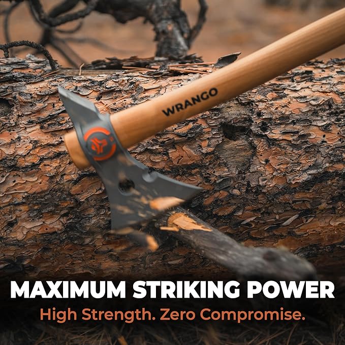 Wrango Tools - Titanium Tomahawk Axe - 45% Lighter Industrial Strength Titanium - Precision Triple-Honed Edge - 18in &amp 11.5in Hickory Handles - 5% Donated to Help Farmers